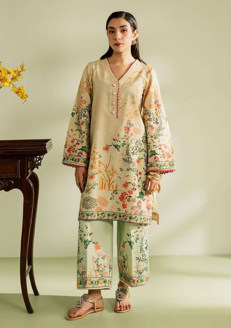 Multicolor Floral Print Rayon Straight Kurta Set - Indya