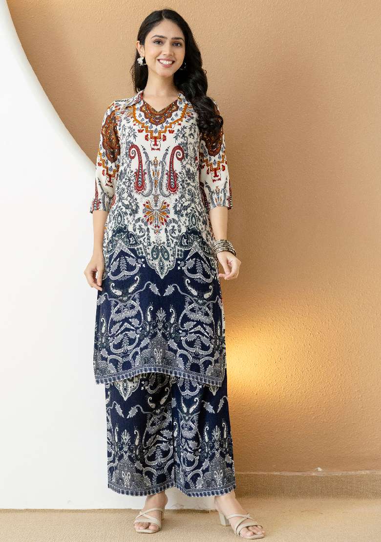 Multicolor Printed Rayon Co Ord Set - Indya