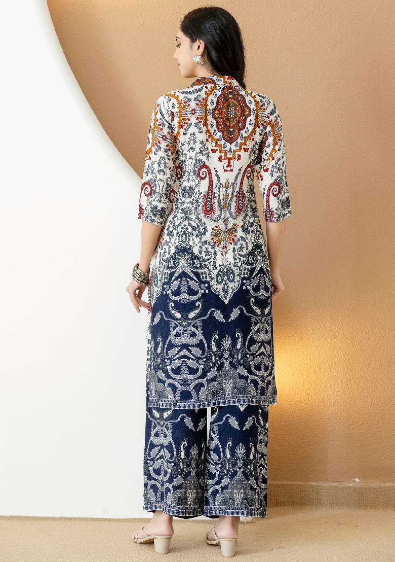 Multicolor Printed Rayon Co Ord Set - Indya