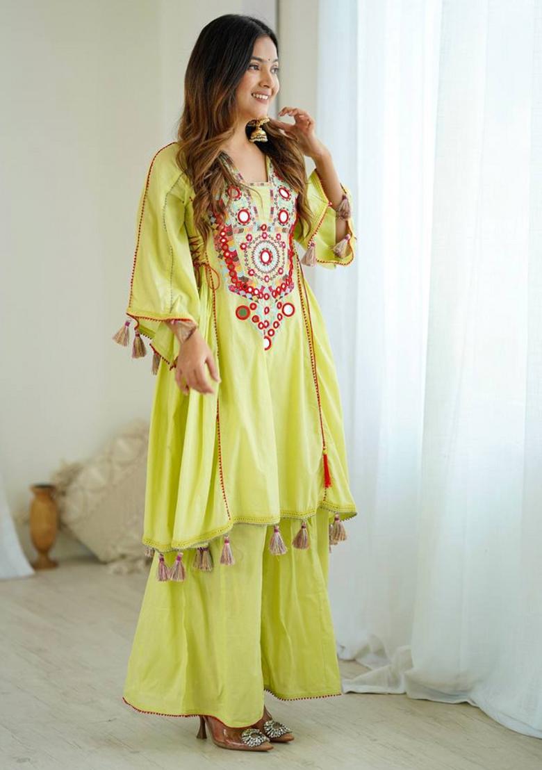 Pista Embroidery Khadi Cottan Co Ord Set - Indya