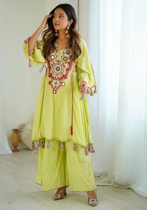 Pista Embroidery Khadi Cottan Co Ord Set