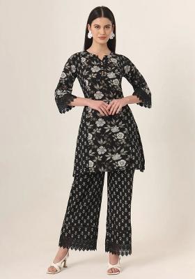 Black Motif Cotton Co Ord Set