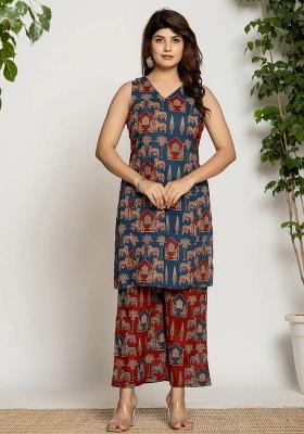 Blue Motif Cotton Co Ord Set
