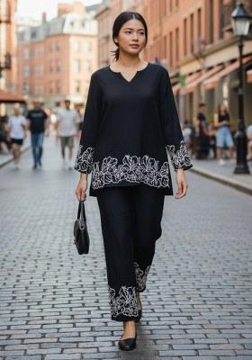 Black Embroidery Bindu Bubbal Kurta Set