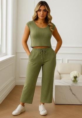 Pista Plain Ribbed Co Ord Set