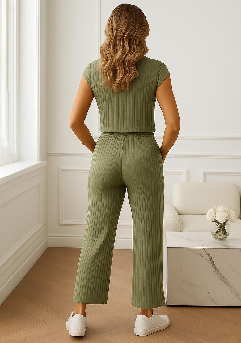 Pista Plain Ribbed Co Ord Set - Indya