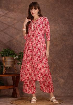 Pink Embroidery Rayon Co Ord Set