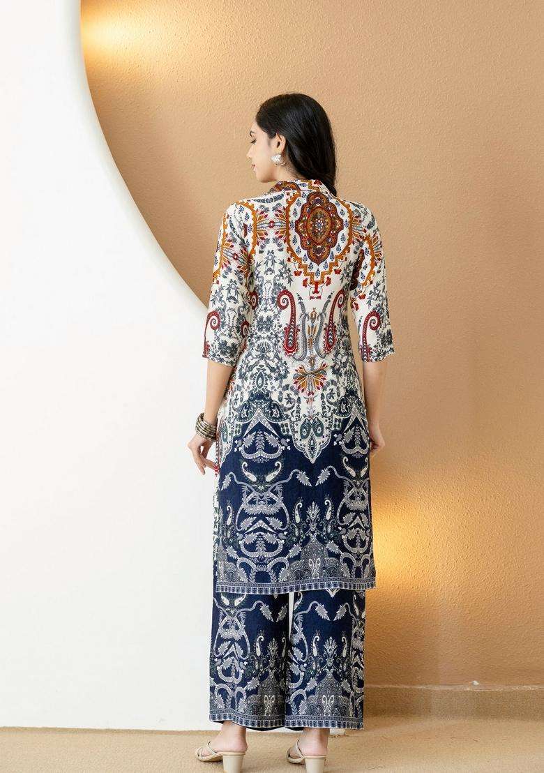 Multicolor Embroidery Rayon Co Ord Set - Indya