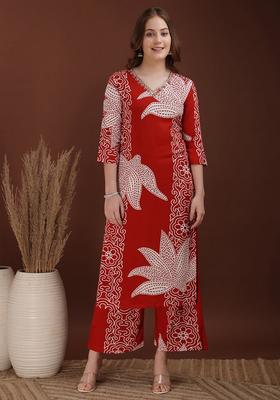 Rust Embroidery Rayon Co Ord Set