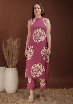 Pink Embroidery Rayon Co Ord Set