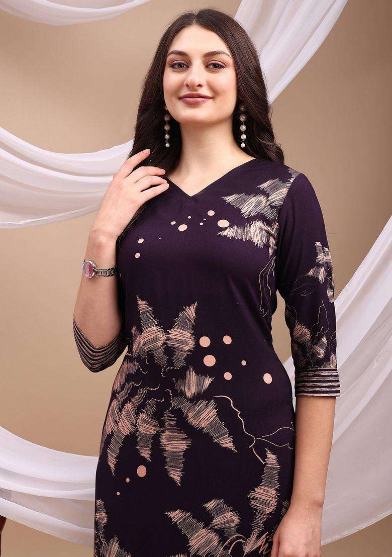Violet Embroidery Rayon Co Ord Set - Indya