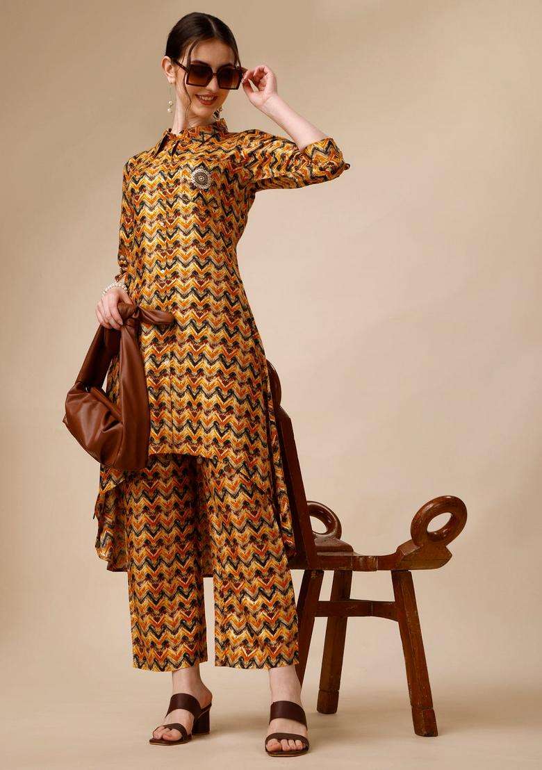 Multicolor Embroidery Rayon Co Ord Set - Indya