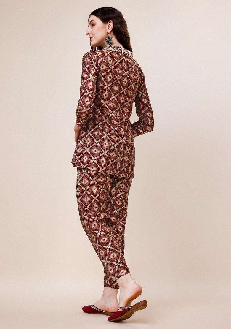 Multicolor Embroidery Rayon Co Ord Set - Indya
