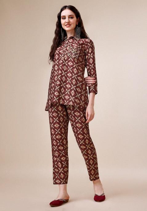 Multicolor Embroidery Rayon Co Ord Set