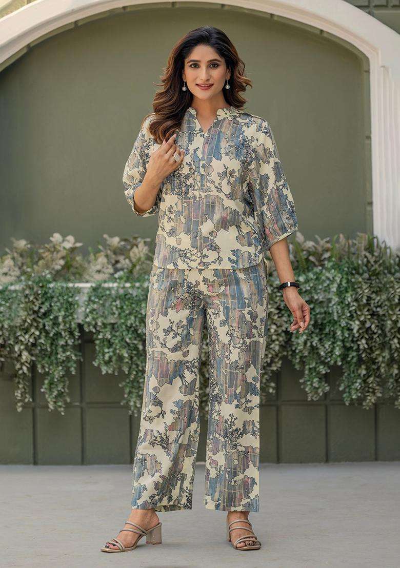 Multicolor Printed Viscose Rayon Kurta Set - Indya