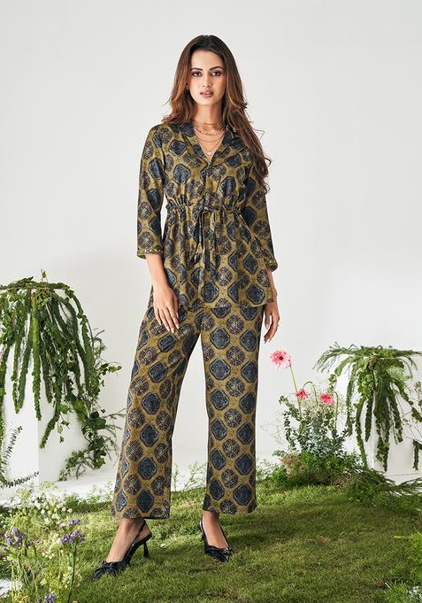 Brown Ethnic Motifs Modal Kurta Set