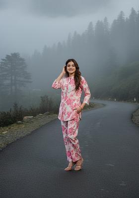 Off-White Embroidered Viscose Co Ord Sets