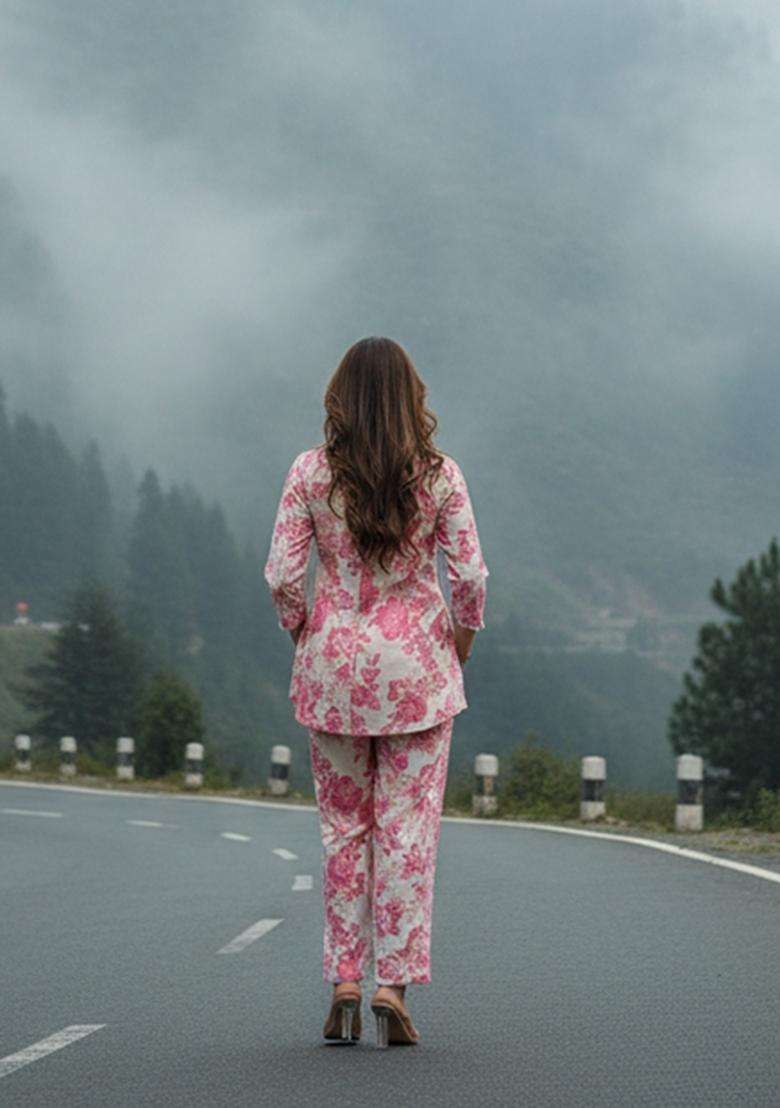 Off-White Embroidered Viscose Co Ord Sets - Indya