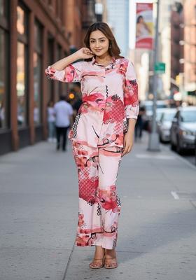 Off-White Embroidered Viscose Co Ord Sets