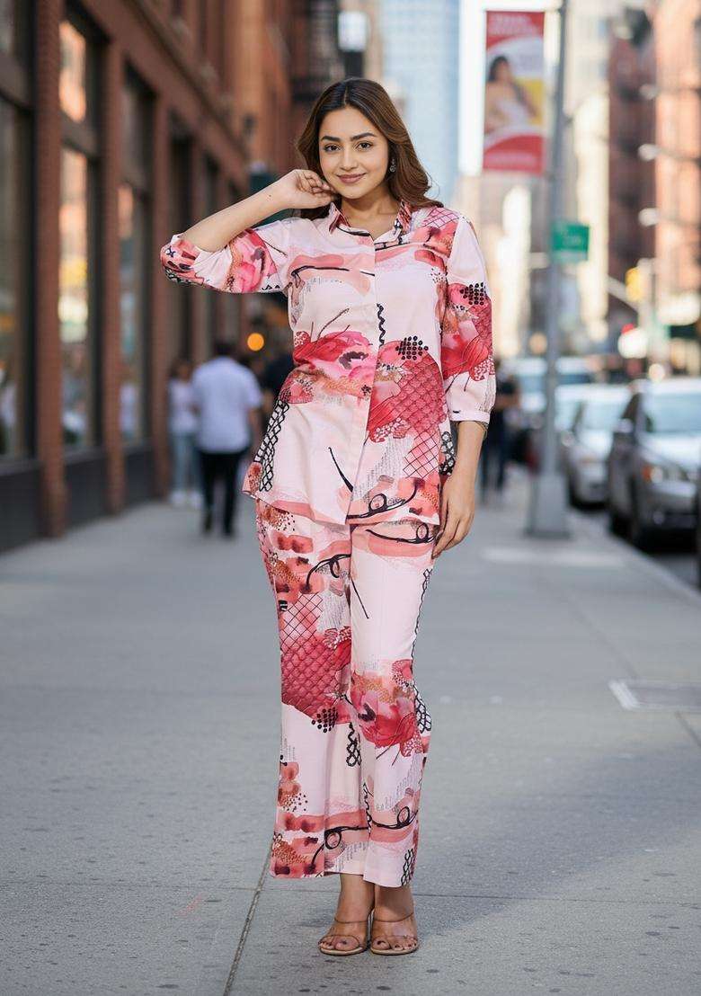 Off-White Embroidered Viscose Co Ord Sets - Indya