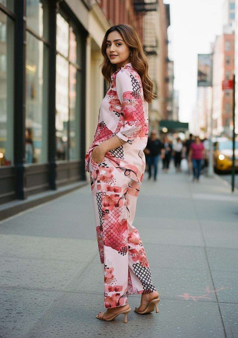 Off-White Embroidered Viscose Co Ord Sets - Indya
