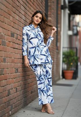 White Embroidered Cotton Co Ord Sets