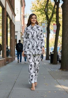 White Embroidered Cotton Co Ord Sets