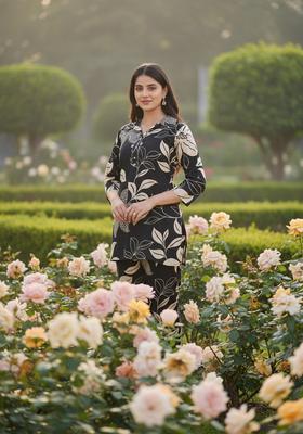 Black Embroidered Cotton Co Ord Sets