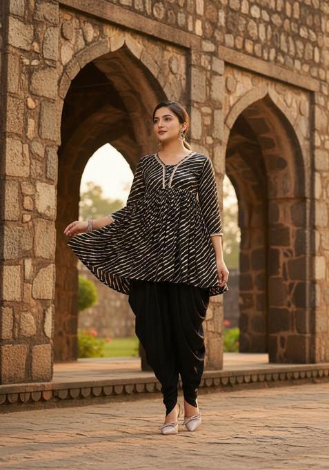 Black Embroidered Viscose Co Ord Sets