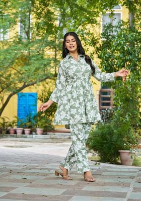 Mint Green Printed Cotton Co Ord Sets