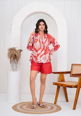 Orange Printed Cotton Co Ord Sets