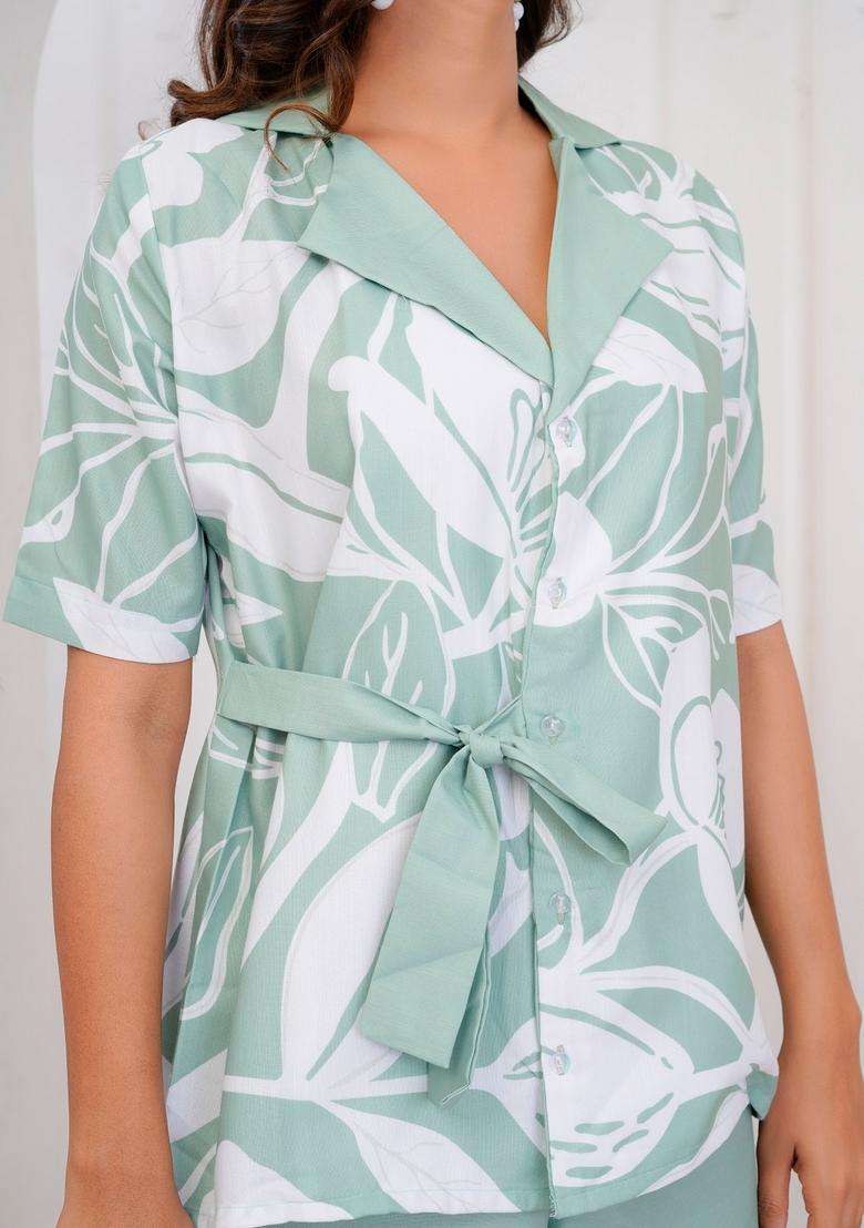 Mint Green Printed Cotton Co Ord Sets - Indya