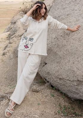 White Embroidered Cotton Co Ord Sets