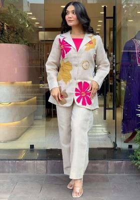 White Embroidered Cotton Co Ord Sets