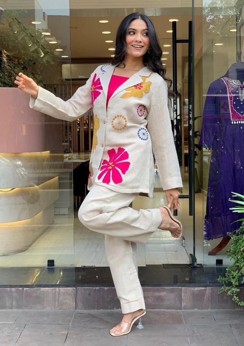 White Embroidered Cotton Co Ord Sets - Indya