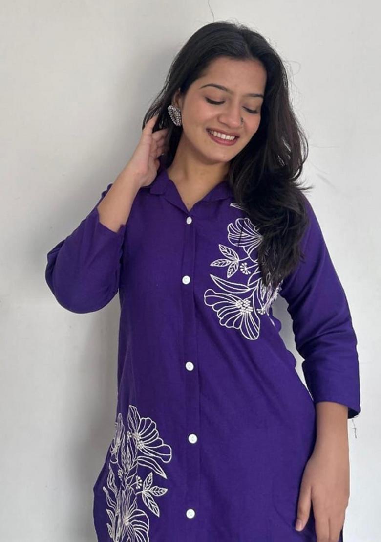 Purple Printed Cotton Co Ord Sets - Indya