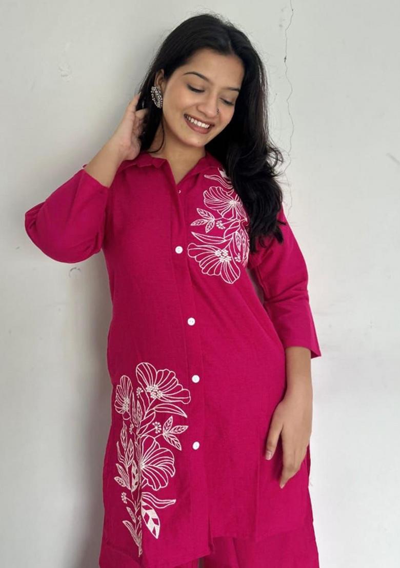 Pink Printed Cotton Co Ord Sets - Indya