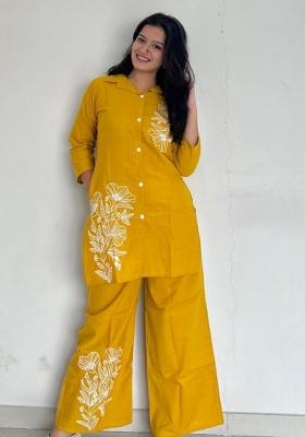 Yellow Printed Cotton Co Ord Sets
