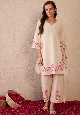 White Printed Cotton Co Ord Sets