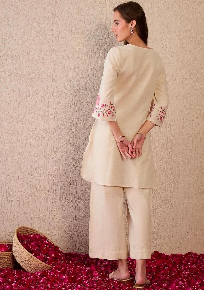White Printed Cotton Co Ord Sets - Indya
