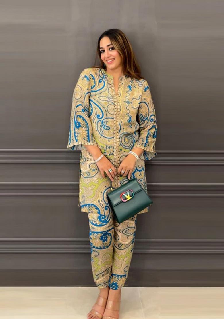 Pista Printed Rayon Co Ord Sets - Indya