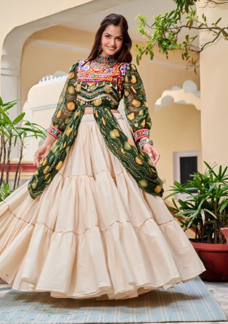 Green Embroidery Cotton Indo Western Co Ord Set - Indya