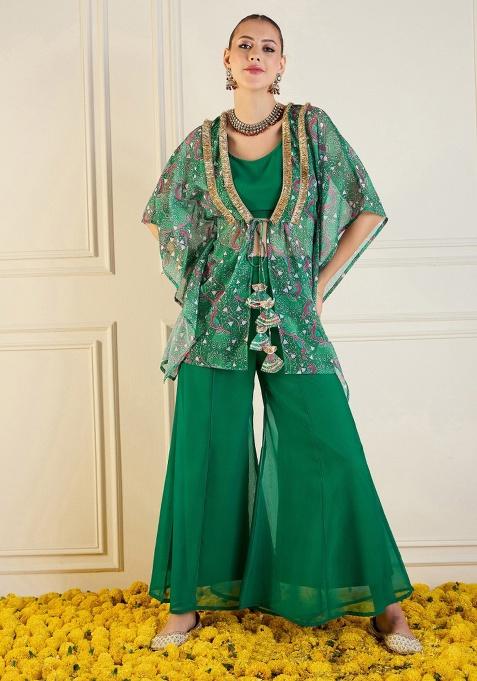 Green Printed Rib Co-Ords Set