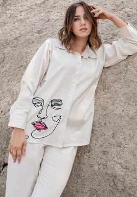 White Printed Cotton Co Ord Set