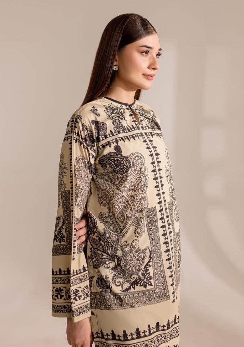 Black Printed Cotton Co Ord Set - Indya