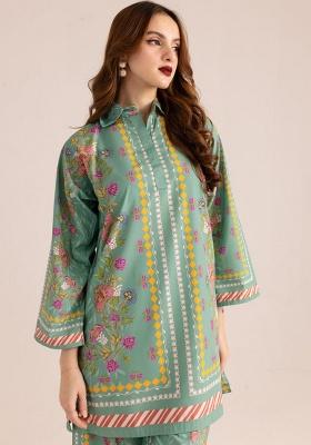 Green Printed Cotton Co Ord Set