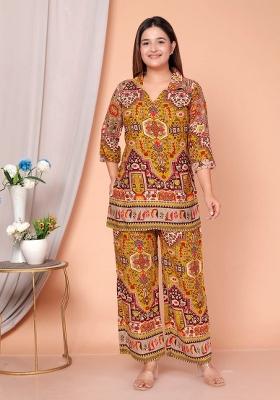 Yellow Printed Rayon Co Ord Set