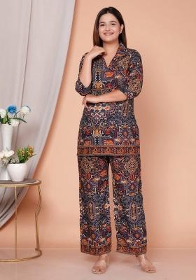 Blue Printed Rayon Co Ord Set