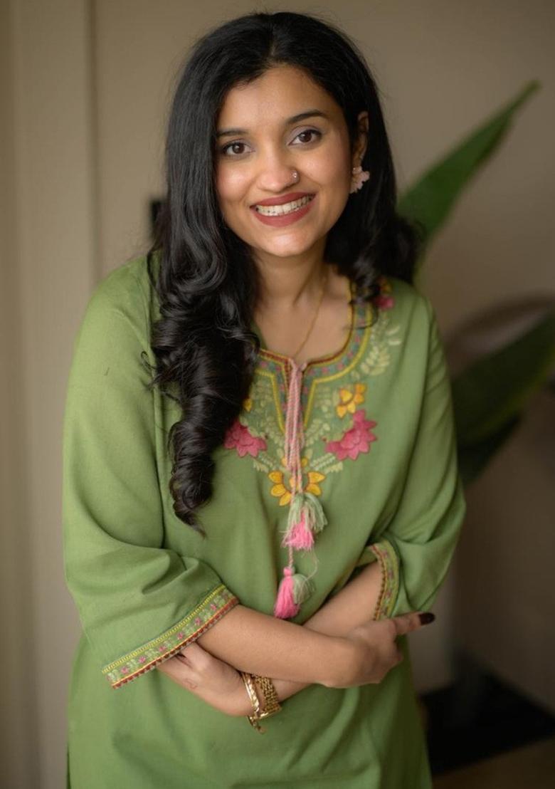 Green Embroidery Cotton Co Ord Set - Indya