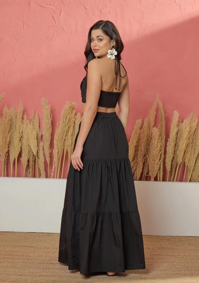 Black Solid Poplin Co Ords Set - Indya